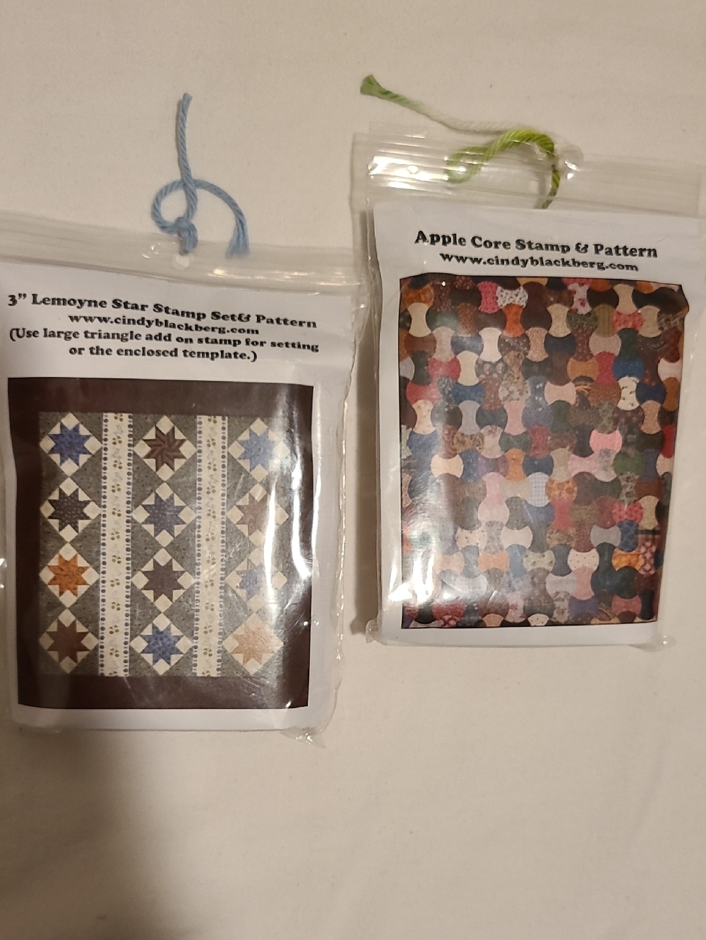 Quilting Lemoyne Star and Apple Core Wood Stamp Blocks Fabric Marking Crafts
